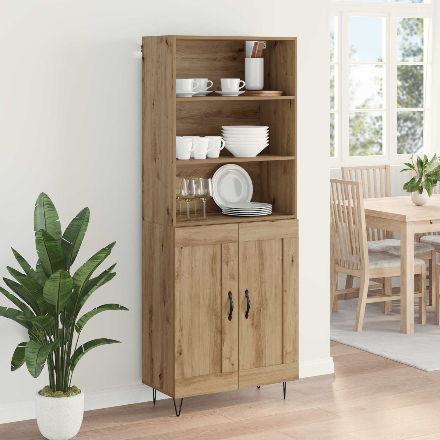 Hoge kast 2 pcs Artisan Eiken Bewerkt hout is nu te koop bij PeponiXL, paradijselijk wonen!