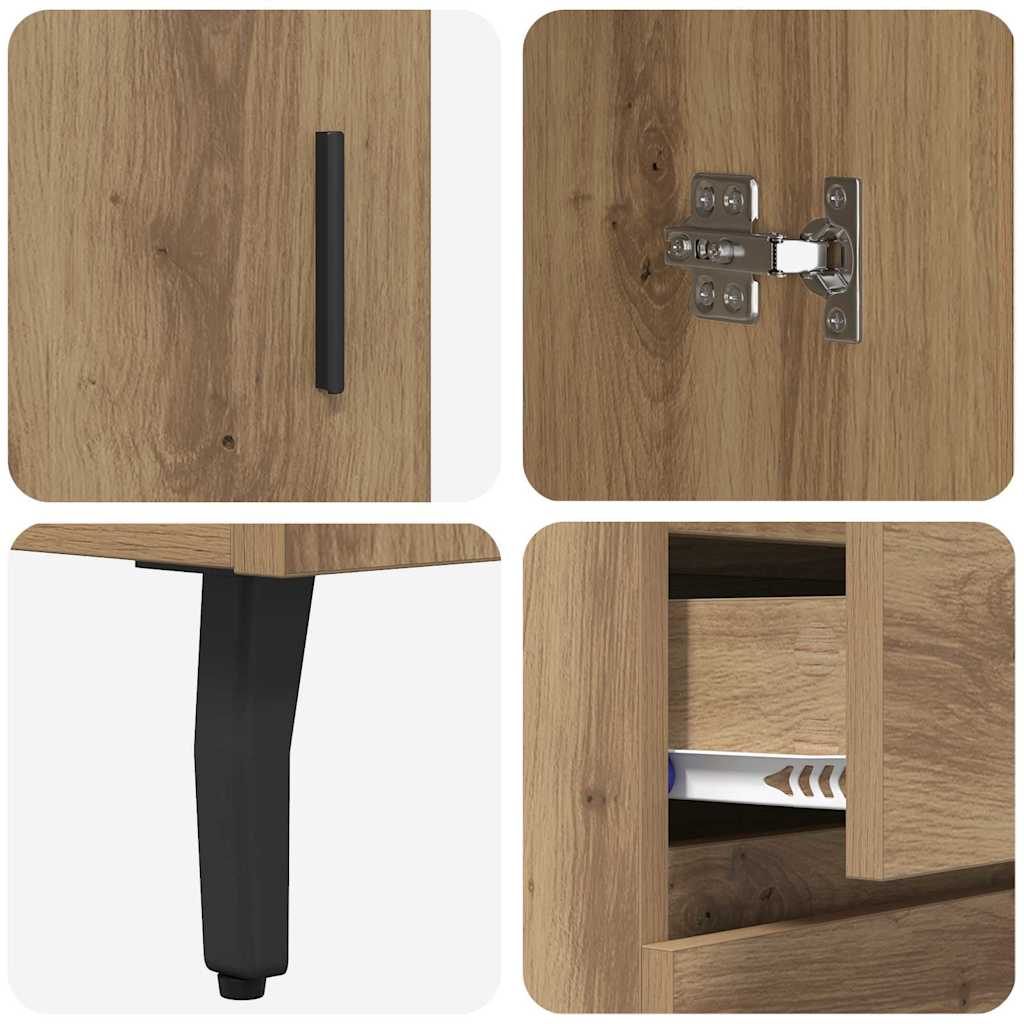 Hoge kast 2 pcs Artisan Eiken 69,5 x 34 x 180 cm Bewerkt hout is nu te koop bij PeponiXL, paradijselijk wonen!