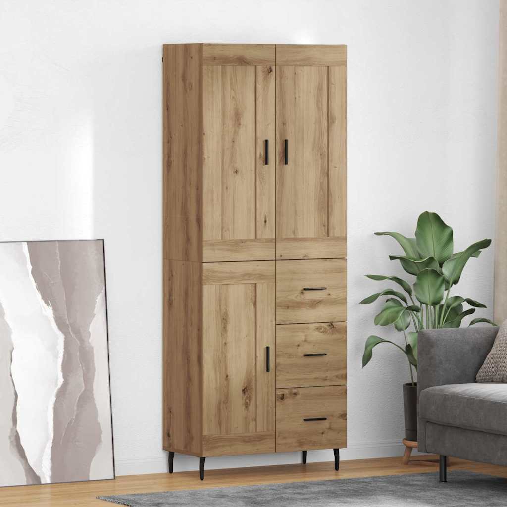 Hoge kast 2 pcs Artisan Eiken 69,5 x 34 x 180 cm Bewerkt hout is nu te koop bij PeponiXL, paradijselijk wonen!