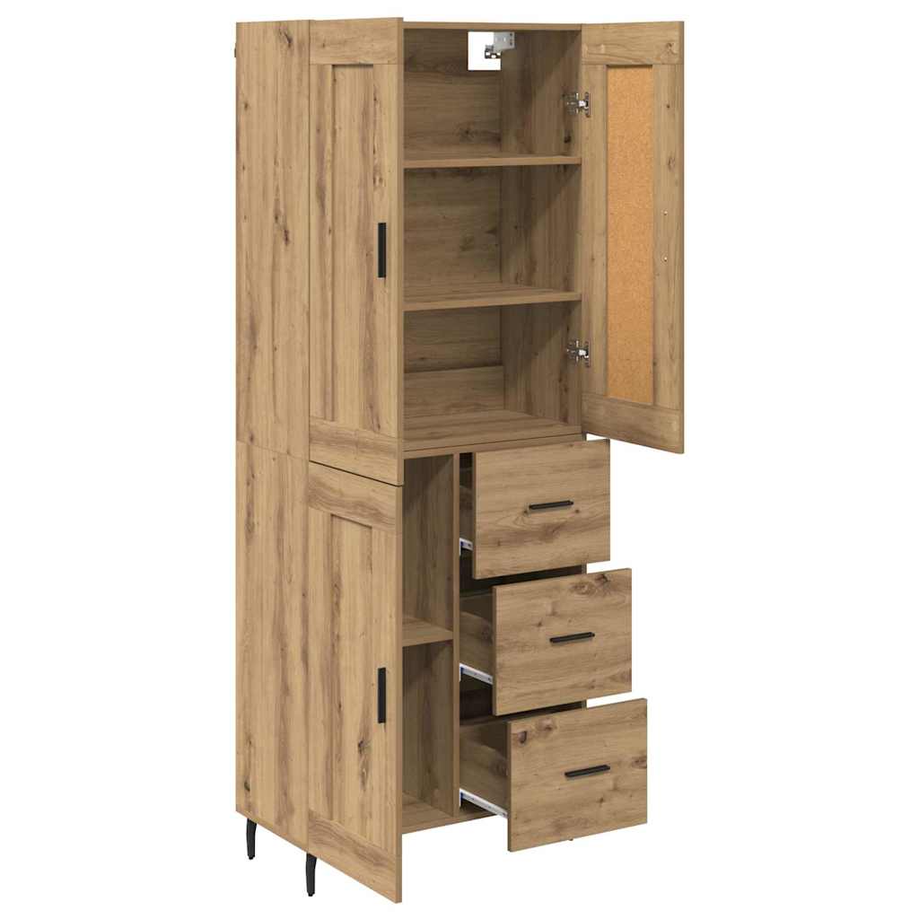 Hoge kast 2 pcs Artisan Eiken 69,5 x 34 x 180 cm Bewerkt hout is nu te koop bij PeponiXL, paradijselijk wonen!