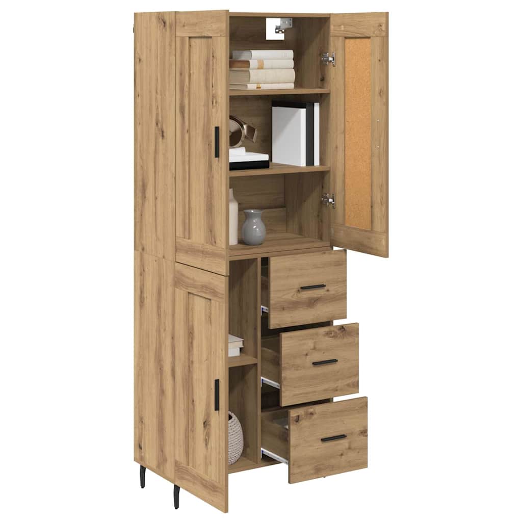 Hoge kast 2 pcs Artisan Eiken 69,5 x 34 x 180 cm Bewerkt hout is nu te koop bij PeponiXL, paradijselijk wonen!
