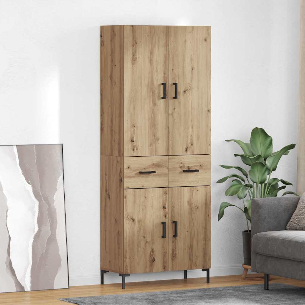 Highboard Artisan Eiken 69,5 x 34 x 180 cm Bewerkt hout is nu te koop bij PeponiXL, paradijselijk wonen!