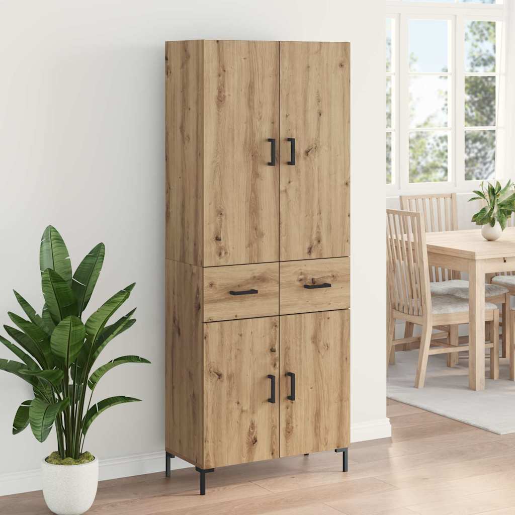Highboard Artisan Eiken 69,5 x 34 x 180 cm Bewerkt hout is nu te koop bij PeponiXL, paradijselijk wonen!