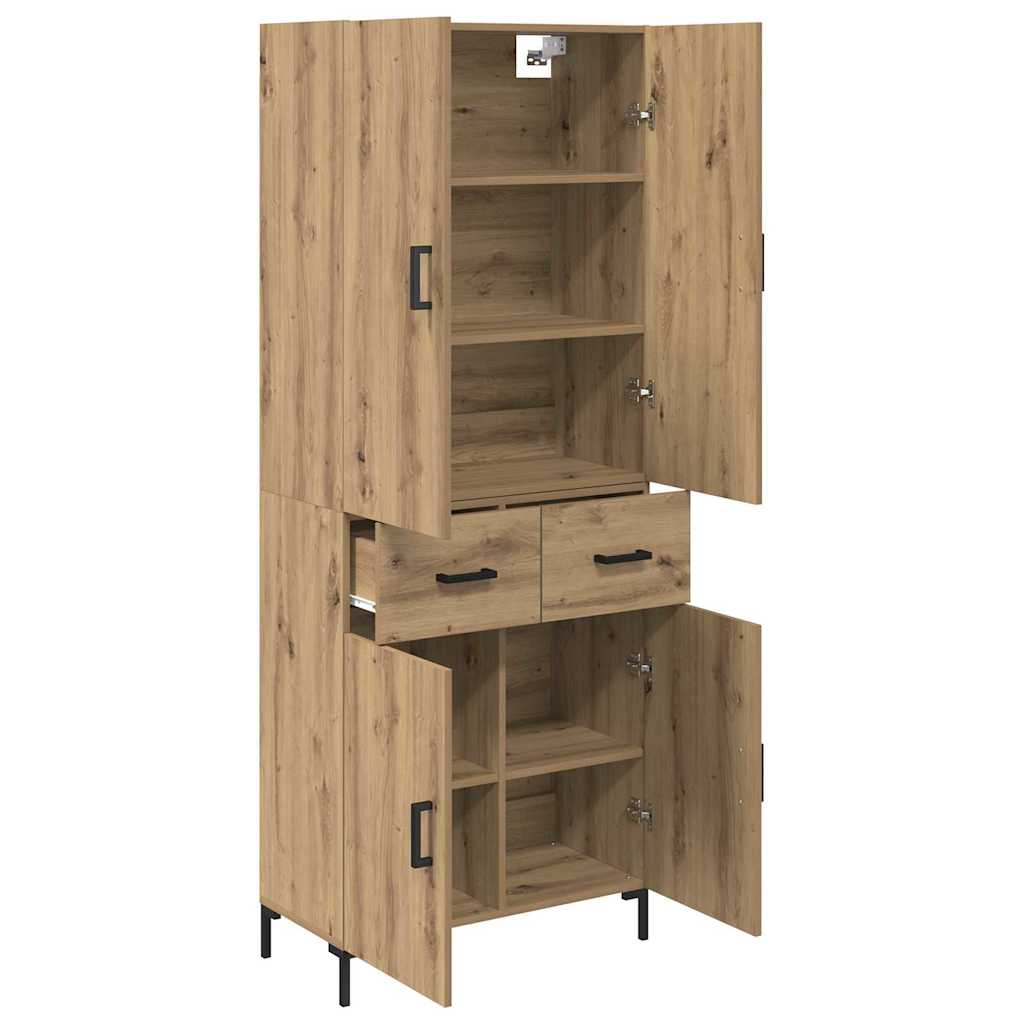 Highboard Artisan Eiken 69,5 x 34 x 180 cm Bewerkt hout is nu te koop bij PeponiXL, paradijselijk wonen!