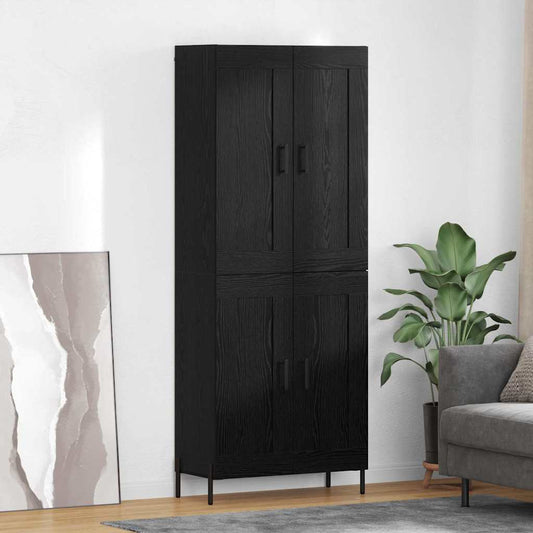 Hoge kast 2 stuks Zwart Eiken Bewerkt hout is nu te koop bij PeponiXL, paradijselijk wonen!