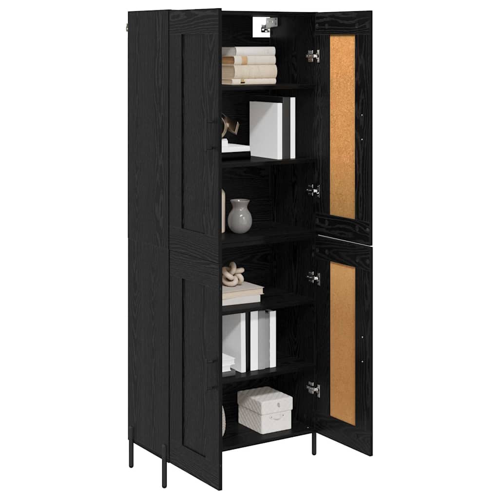 Hoge kast 2 stuks Zwart Eiken Bewerkt hout is nu te koop bij PeponiXL, paradijselijk wonen!