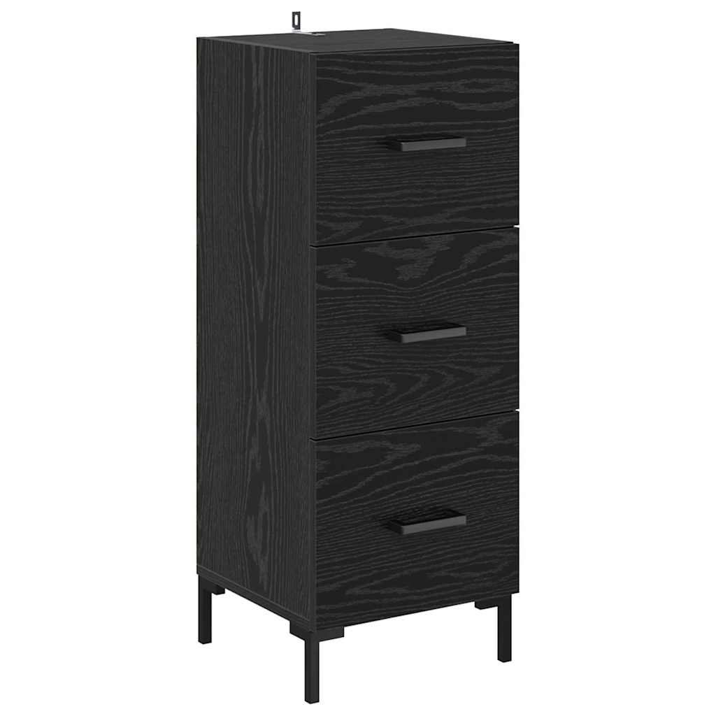 Highboard met lade Zwart Eiken 34,5 x 34 x 180 cm Bewerkt hout is nu te koop bij PeponiXL, paradijselijk wonen!