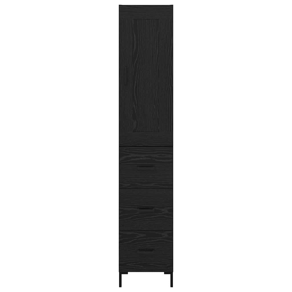 Highboard met lade Zwart Eiken 34,5 x 34 x 180 cm Bewerkt hout is nu te koop bij PeponiXL, paradijselijk wonen!