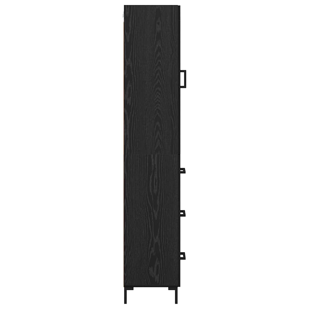 Highboard met lade Zwart Eiken 34,5 x 34 x 180 cm Bewerkt hout is nu te koop bij PeponiXL, paradijselijk wonen!
