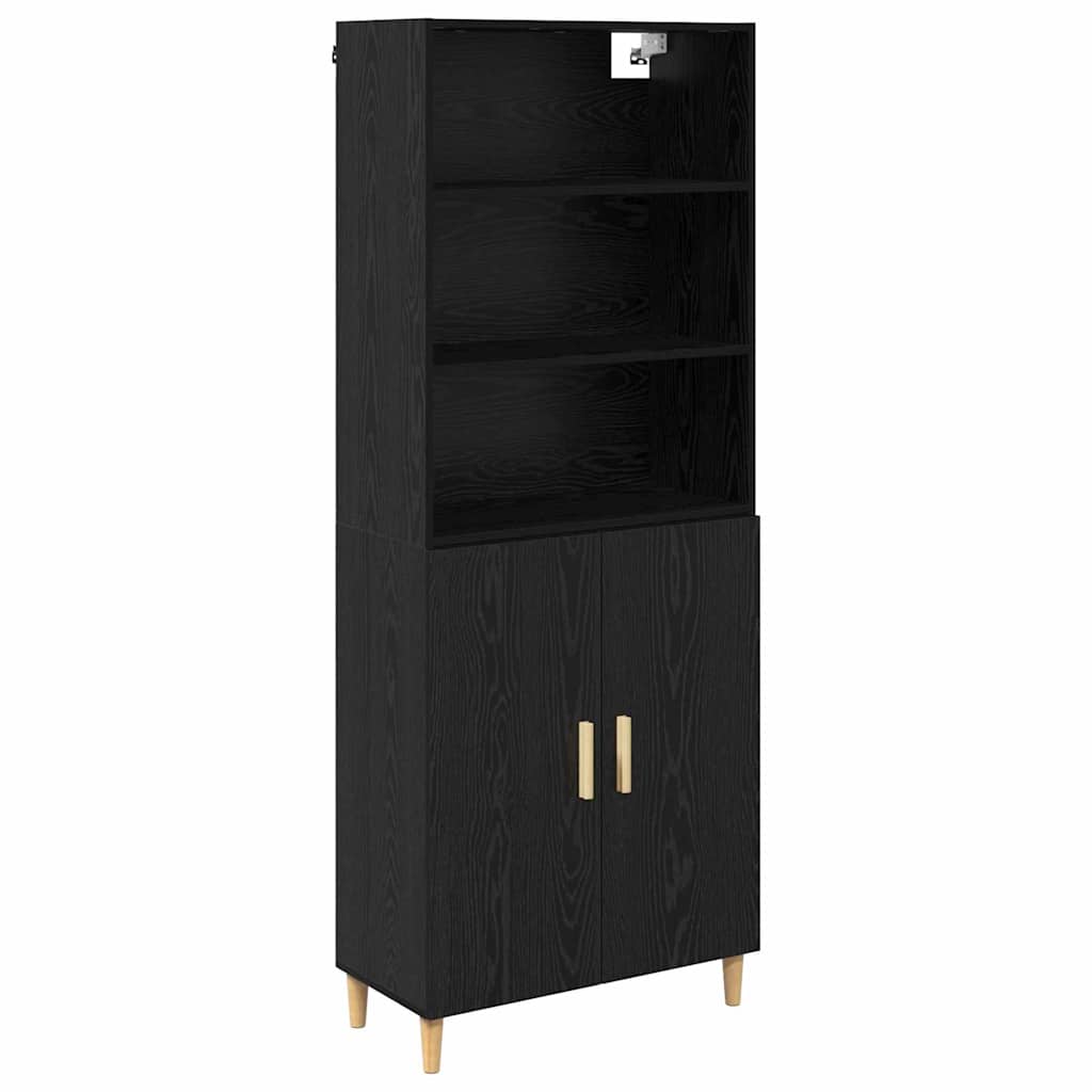 Hoge kast Zwart Eiken 69,5 x 32,5 x 180 cm Bewerkt hout is nu te koop bij PeponiXL, paradijselijk wonen!