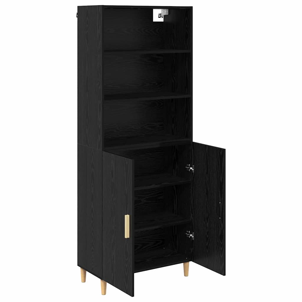 Hoge kast Zwart Eiken 69,5 x 32,5 x 180 cm Bewerkt hout is nu te koop bij PeponiXL, paradijselijk wonen!