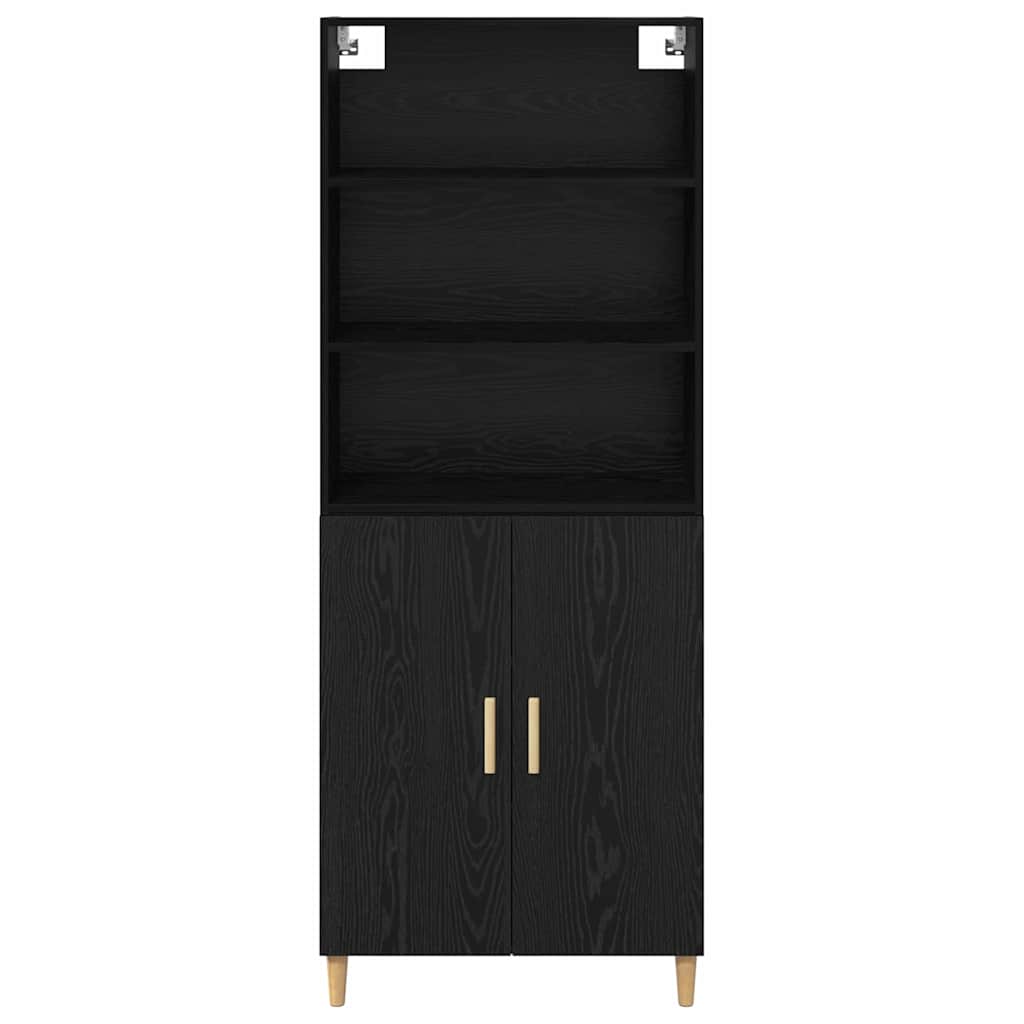Hoge kast Zwart Eiken 69,5 x 32,5 x 180 cm Bewerkt hout is nu te koop bij PeponiXL, paradijselijk wonen!