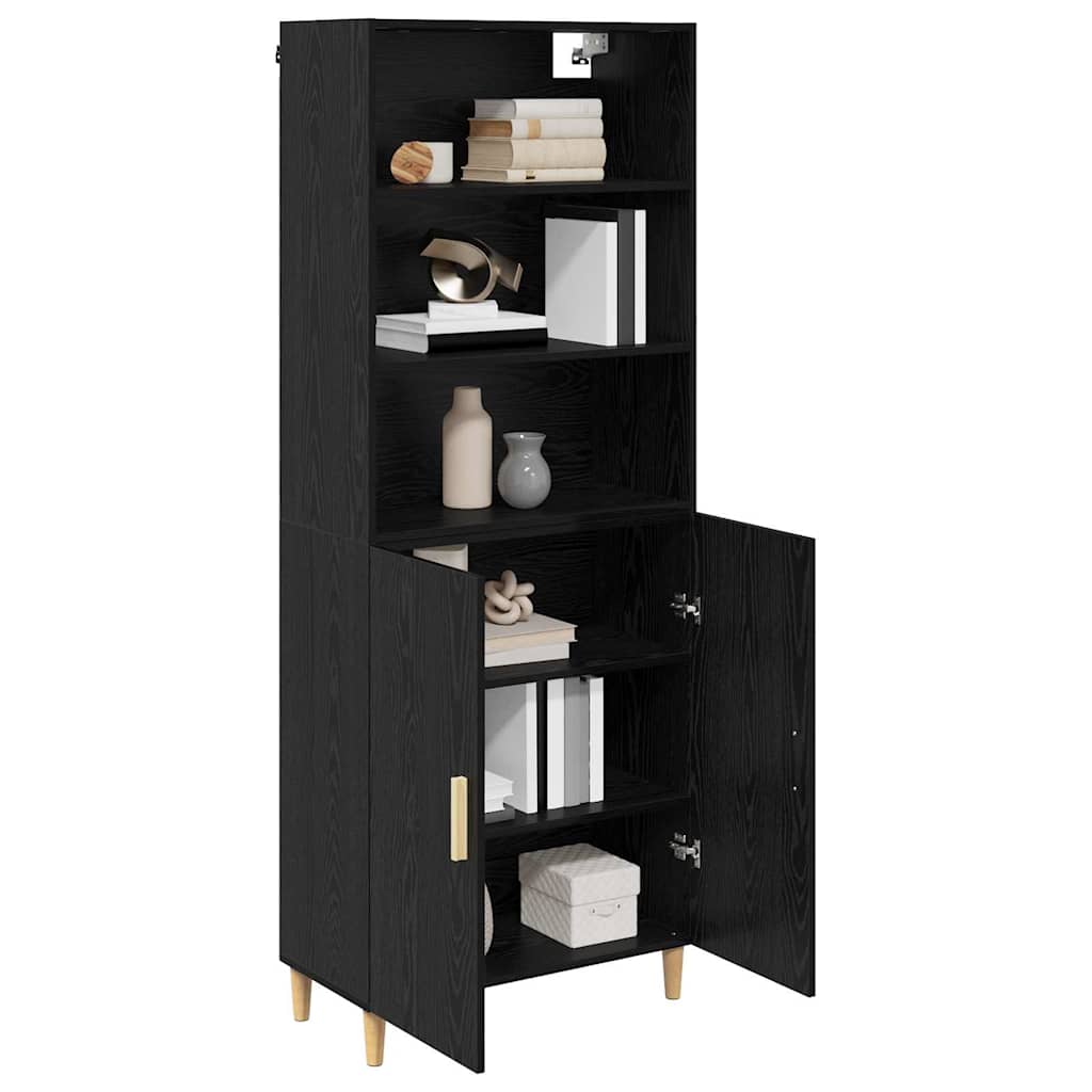 Hoge kast Zwart Eiken 69,5 x 32,5 x 180 cm Bewerkt hout is nu te koop bij PeponiXL, paradijselijk wonen!