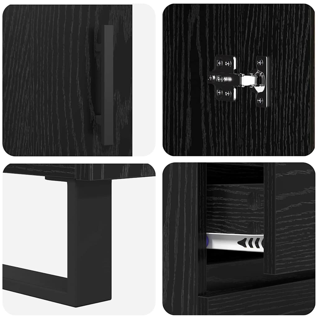 Hoge kast met lade Zwart Eiken 69,5 x 34 x 180 cm Bewerkt hout is nu te koop bij PeponiXL, paradijselijk wonen!