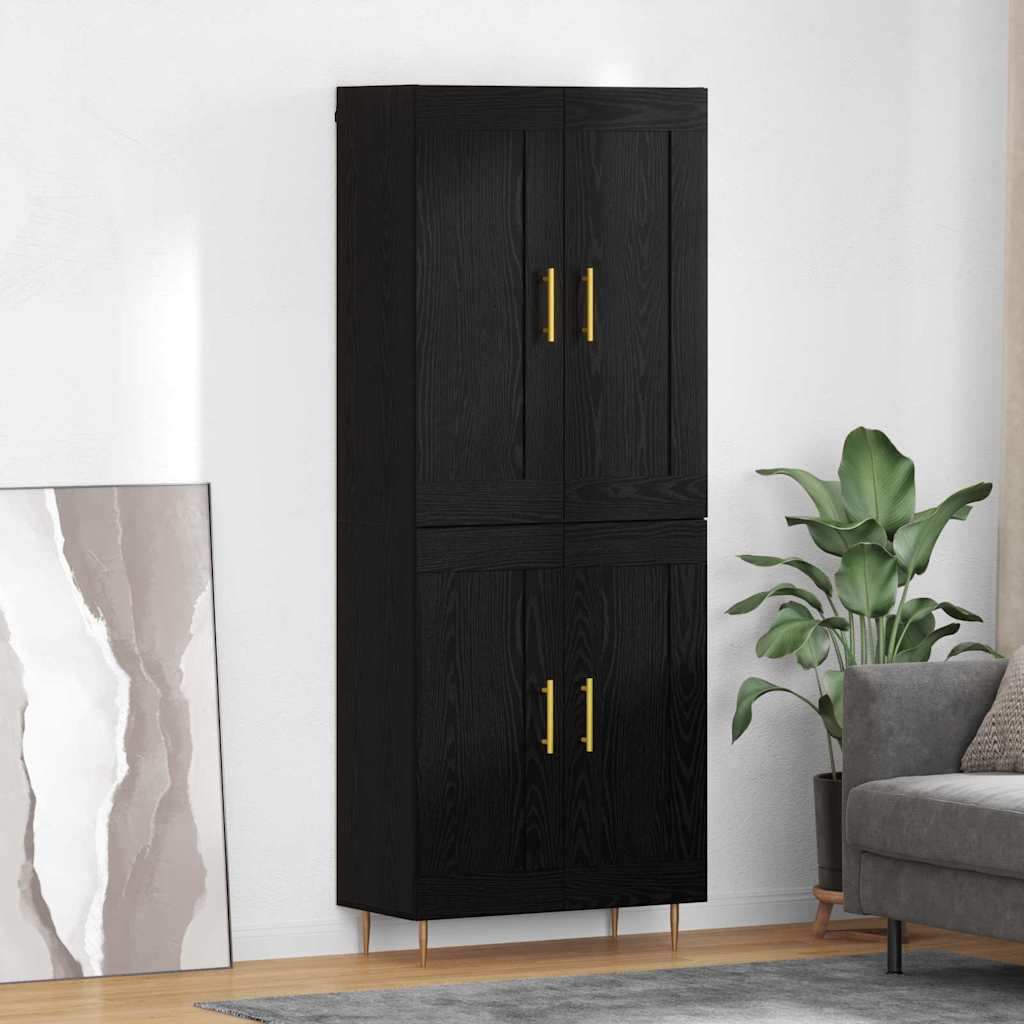 Hoge kast Zwart Eiken 69,5 x 34 x 180 cm Bewerkt hout is nu te koop bij PeponiXL, paradijselijk wonen!