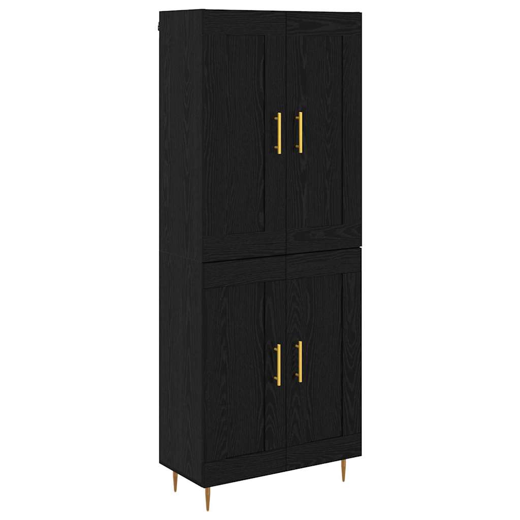 Hoge kast Zwart Eiken 69,5 x 34 x 180 cm Bewerkt hout is nu te koop bij PeponiXL, paradijselijk wonen!