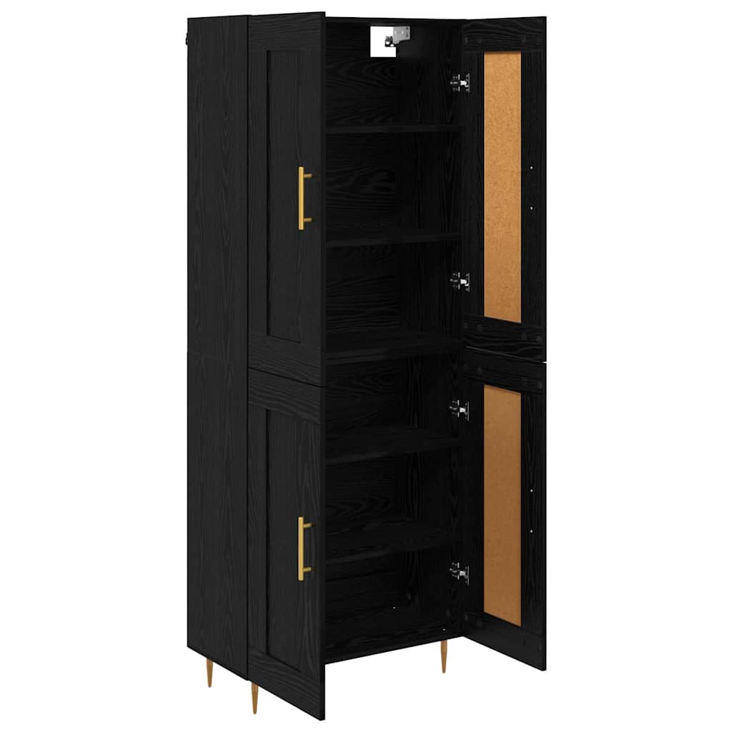 Hoge kast Zwart Eiken 69,5 x 34 x 180 cm Bewerkt hout is nu te koop bij PeponiXL, paradijselijk wonen!