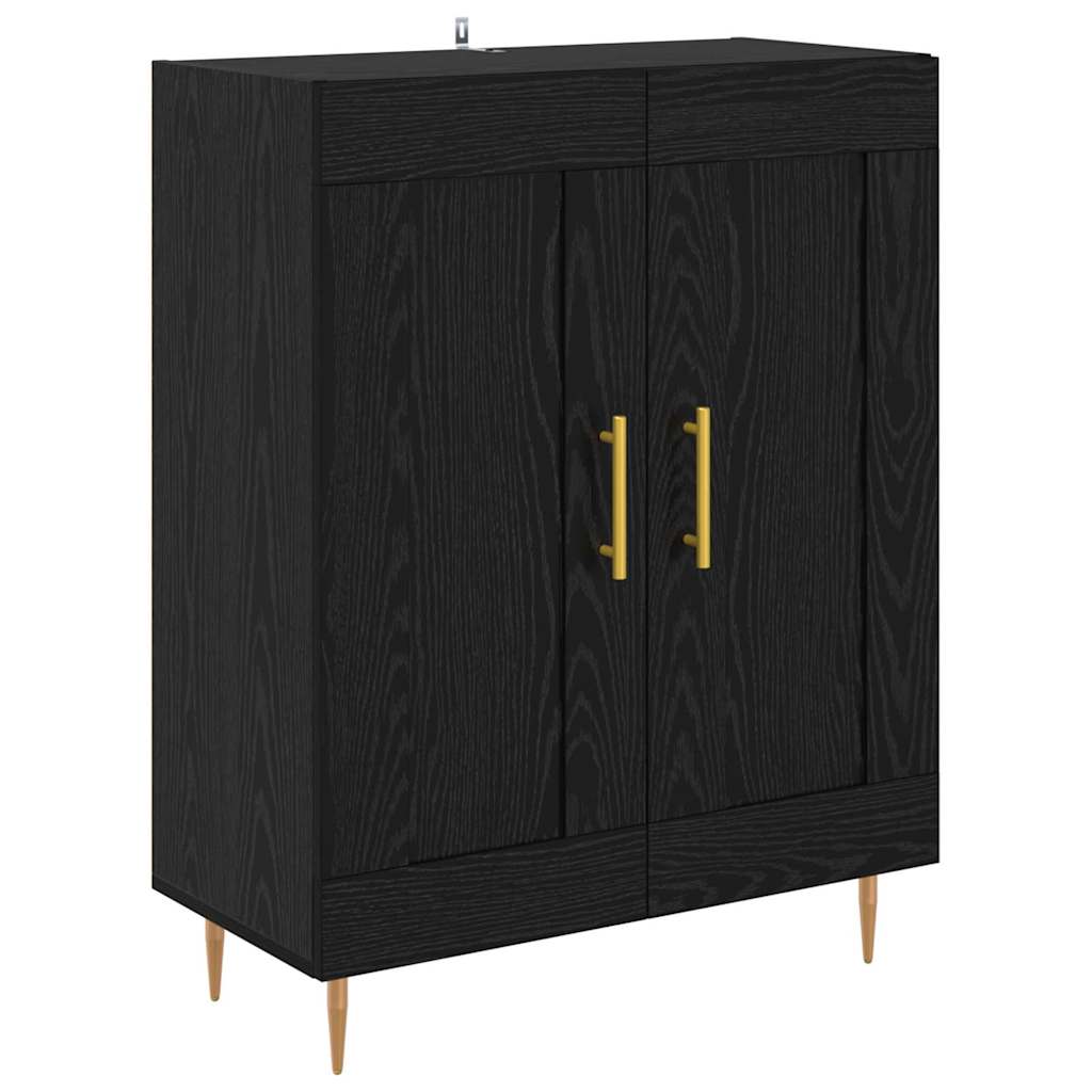 Hoge kast Zwart Eiken 69,5 x 34 x 180 cm Bewerkt hout is nu te koop bij PeponiXL, paradijselijk wonen!