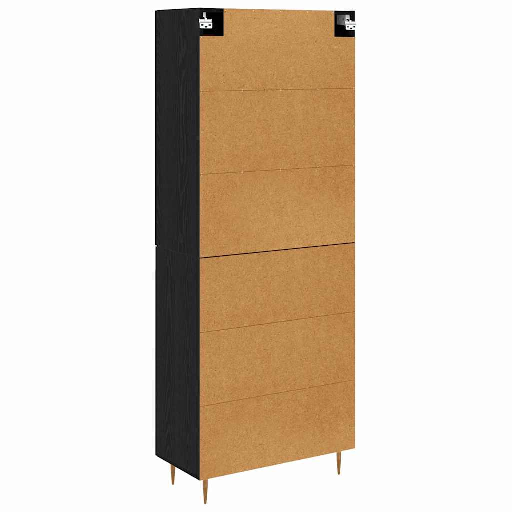 Hoge kast Zwart Eiken 69,5 x 34 x 180 cm Bewerkt hout is nu te koop bij PeponiXL, paradijselijk wonen!