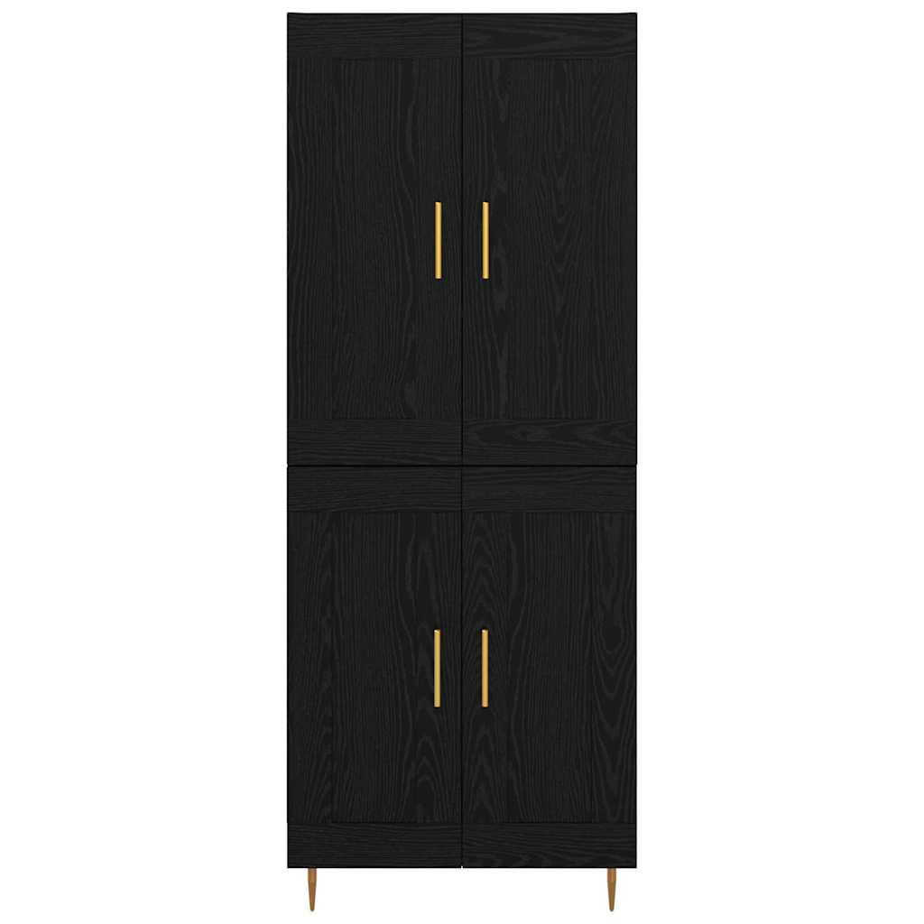 Hoge kast Zwart Eiken 69,5 x 34 x 180 cm Bewerkt hout is nu te koop bij PeponiXL, paradijselijk wonen!