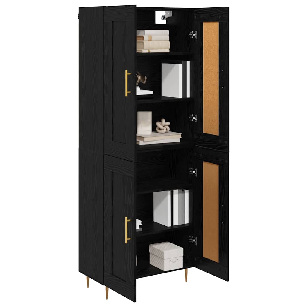 Hoge kast Zwart Eiken 69,5 x 34 x 180 cm Bewerkt hout is nu te koop bij PeponiXL, paradijselijk wonen!
