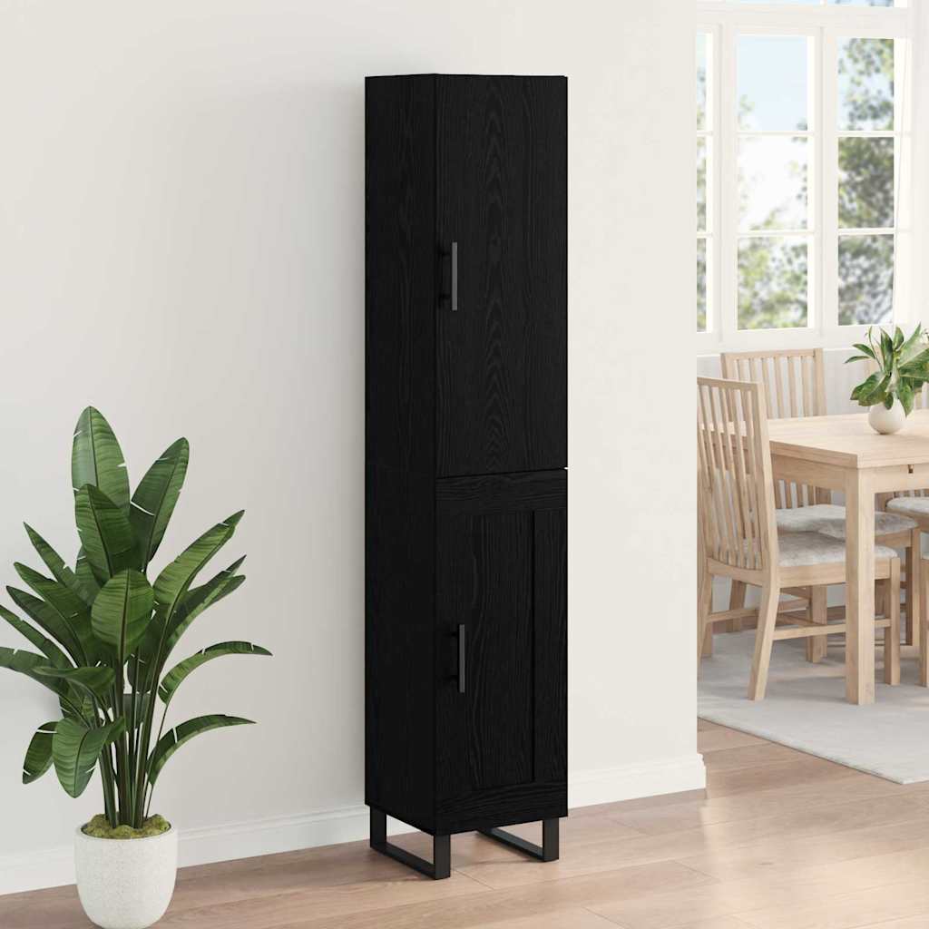 Highboard Zwart Eiken 34,5 x 34 x 180 cm Bewerkt hout is nu te koop bij PeponiXL, paradijselijk wonen!