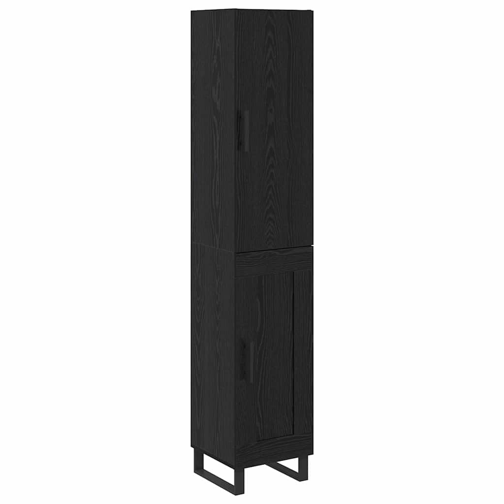 Highboard Zwart Eiken 34,5 x 34 x 180 cm Bewerkt hout is nu te koop bij PeponiXL, paradijselijk wonen!