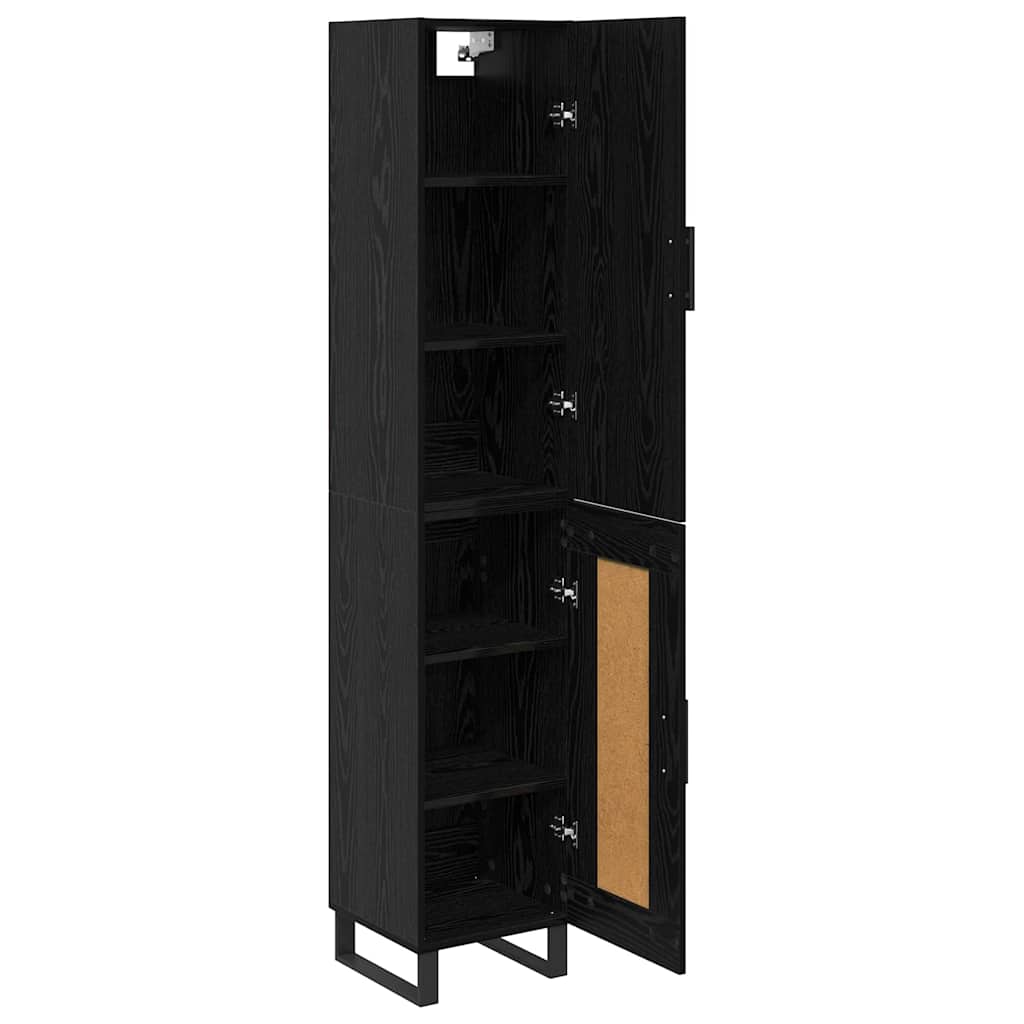 Highboard Zwart Eiken 34,5 x 34 x 180 cm Bewerkt hout is nu te koop bij PeponiXL, paradijselijk wonen!