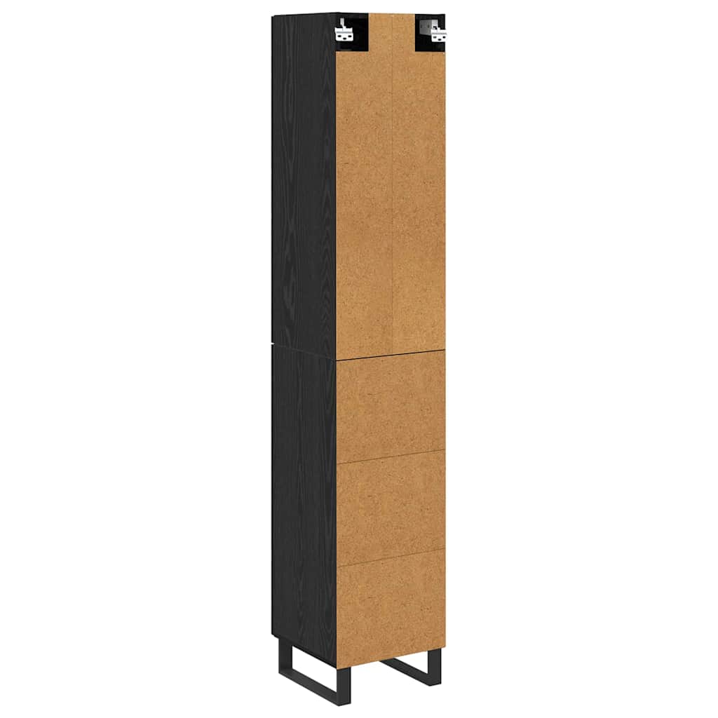 Highboard Zwart Eiken 34,5 x 34 x 180 cm Bewerkt hout is nu te koop bij PeponiXL, paradijselijk wonen!