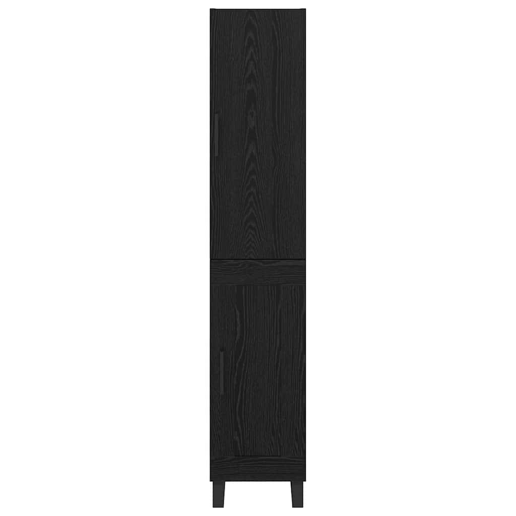 Highboard Zwart Eiken 34,5 x 34 x 180 cm Bewerkt hout is nu te koop bij PeponiXL, paradijselijk wonen!