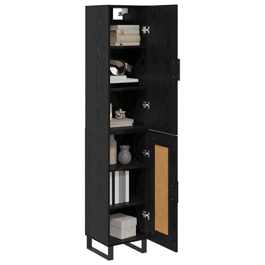 Highboard Zwart Eiken 34,5 x 34 x 180 cm Bewerkt hout is nu te koop bij PeponiXL, paradijselijk wonen!