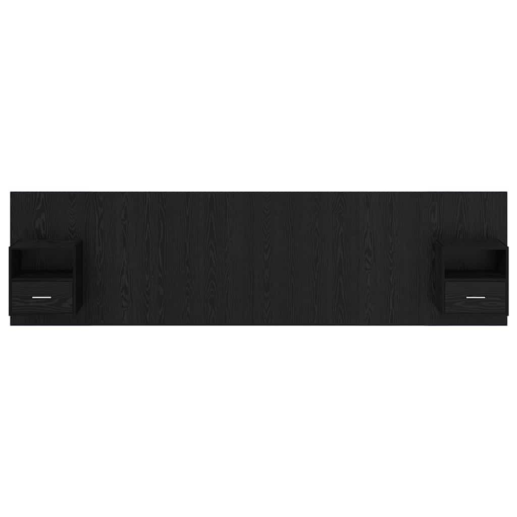 Hoofdbord Met Kast met lade 3 pcs Zwart Eiken Bewerkt hout is nu te koop bij PeponiXL, paradijselijk wonen!