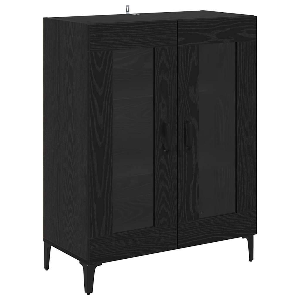 Highboard Zwart Eiken 69,5 x 34 x 180 cm Bewerkt hout is nu te koop bij PeponiXL, paradijselijk wonen!