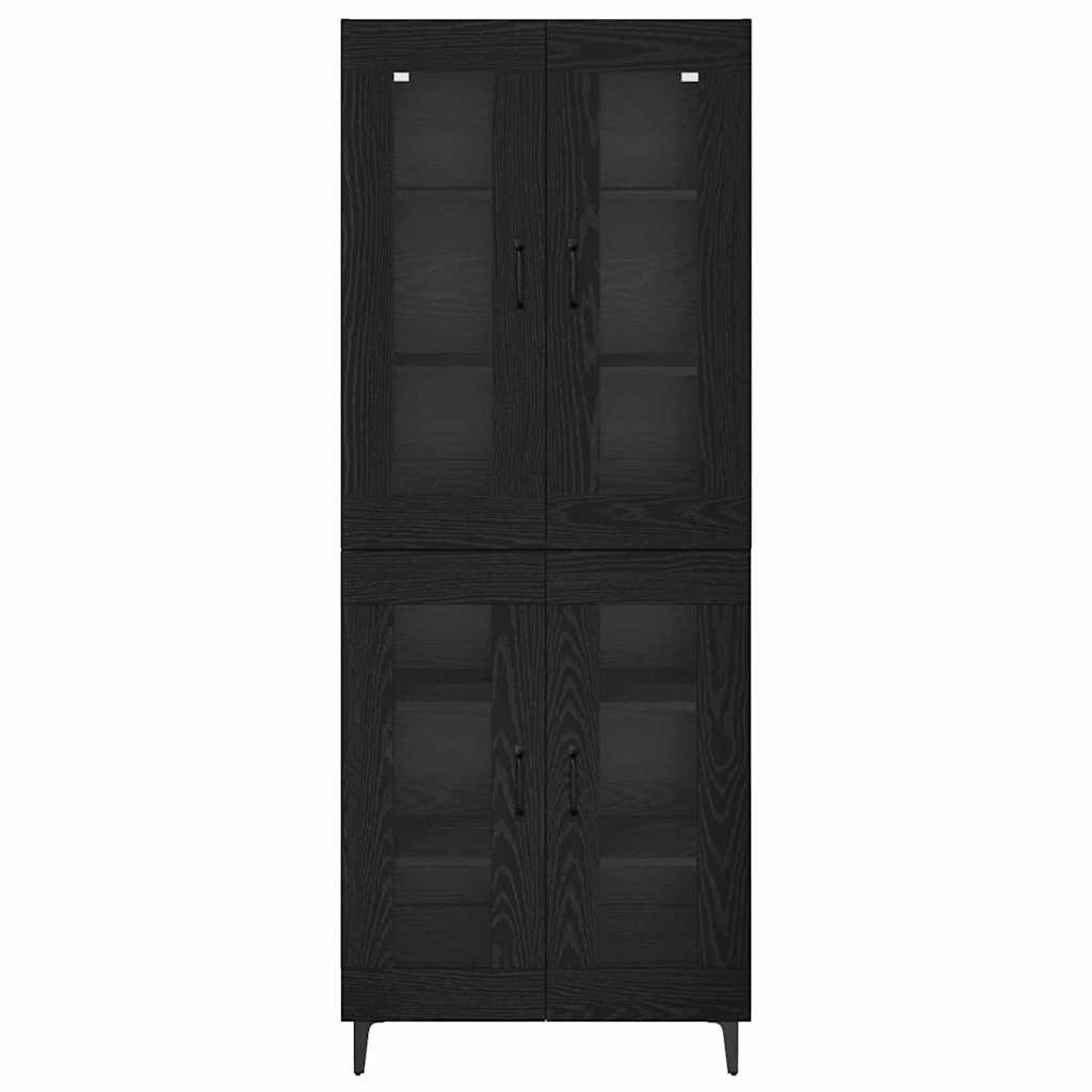 Highboard Zwart Eiken 69,5 x 34 x 180 cm Bewerkt hout is nu te koop bij PeponiXL, paradijselijk wonen!