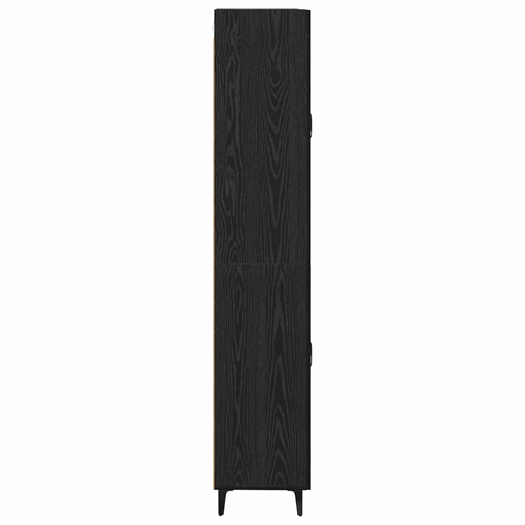 Highboard Zwart Eiken 69,5 x 34 x 180 cm Bewerkt hout is nu te koop bij PeponiXL, paradijselijk wonen!