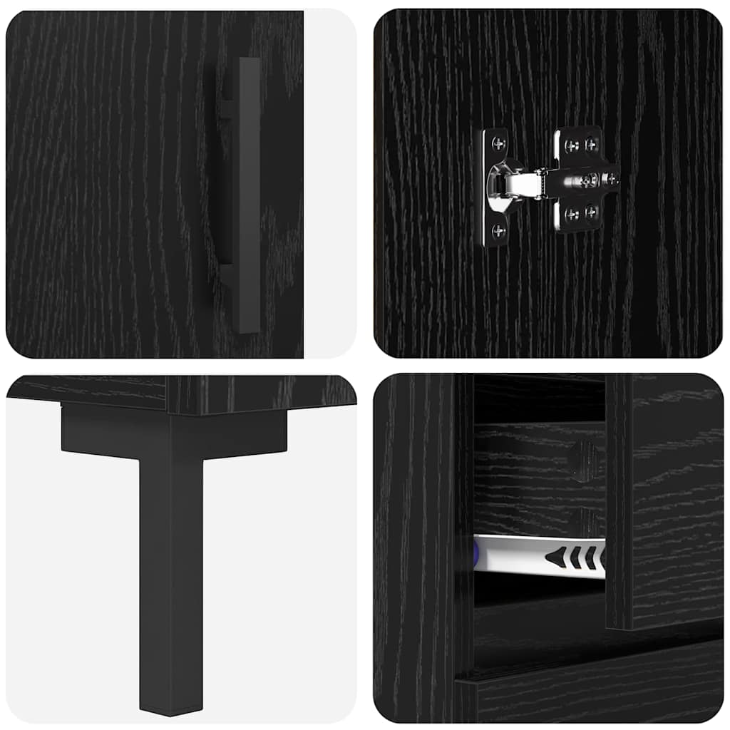 Hoge kast met lade Zwart Eiken 69,5 x 34 x 180 cm Bewerkt hout is nu te koop bij PeponiXL, paradijselijk wonen!