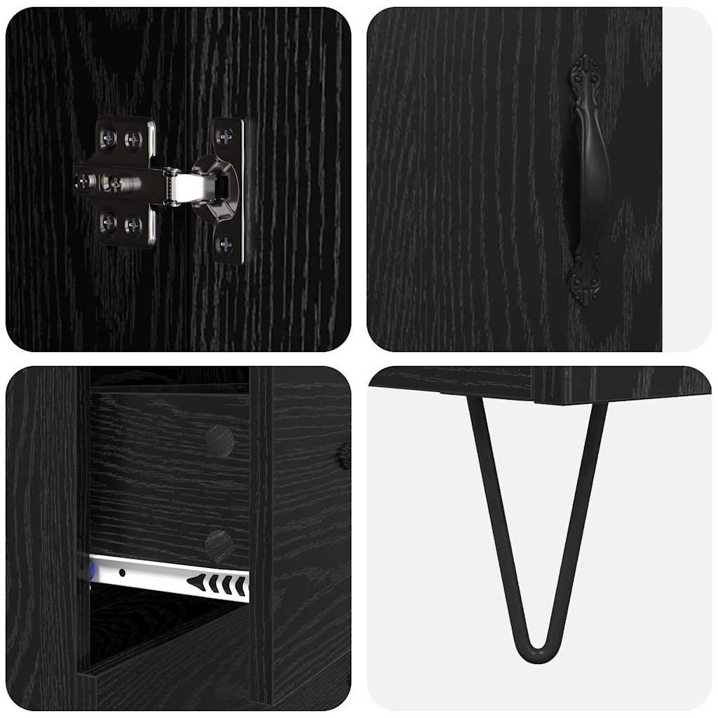 Hoge kast met lade Zwart Eiken 69,5 x 34 x 180 cm Bewerkt hout is nu te koop bij PeponiXL, paradijselijk wonen!