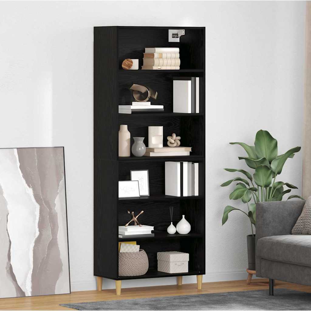 Hoge kast Zwart Eiken 69,5 x 32,5 x 180 cm Bewerkt hout is nu te koop bij PeponiXL, paradijselijk wonen!