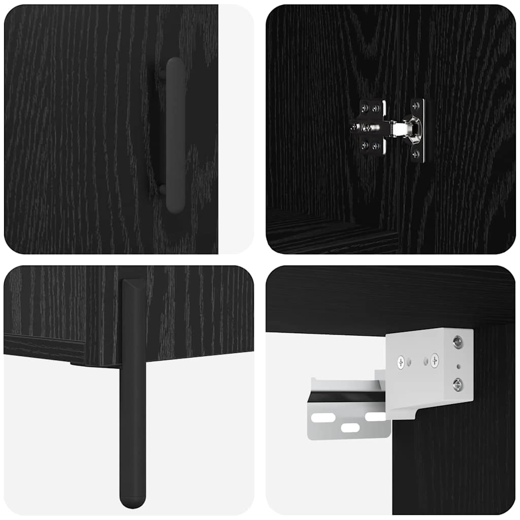 Hoge kast Zwart Eiken 69,5 x 34 x 180 cm Bewerkt hout is nu te koop bij PeponiXL, paradijselijk wonen!