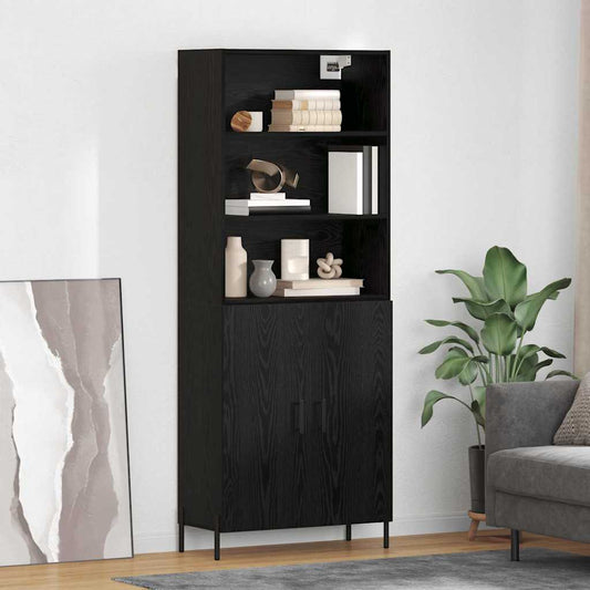 Hoge kast Zwart Eiken 69,5 x 34 x 180 cm Bewerkt hout is nu te koop bij PeponiXL, paradijselijk wonen!
