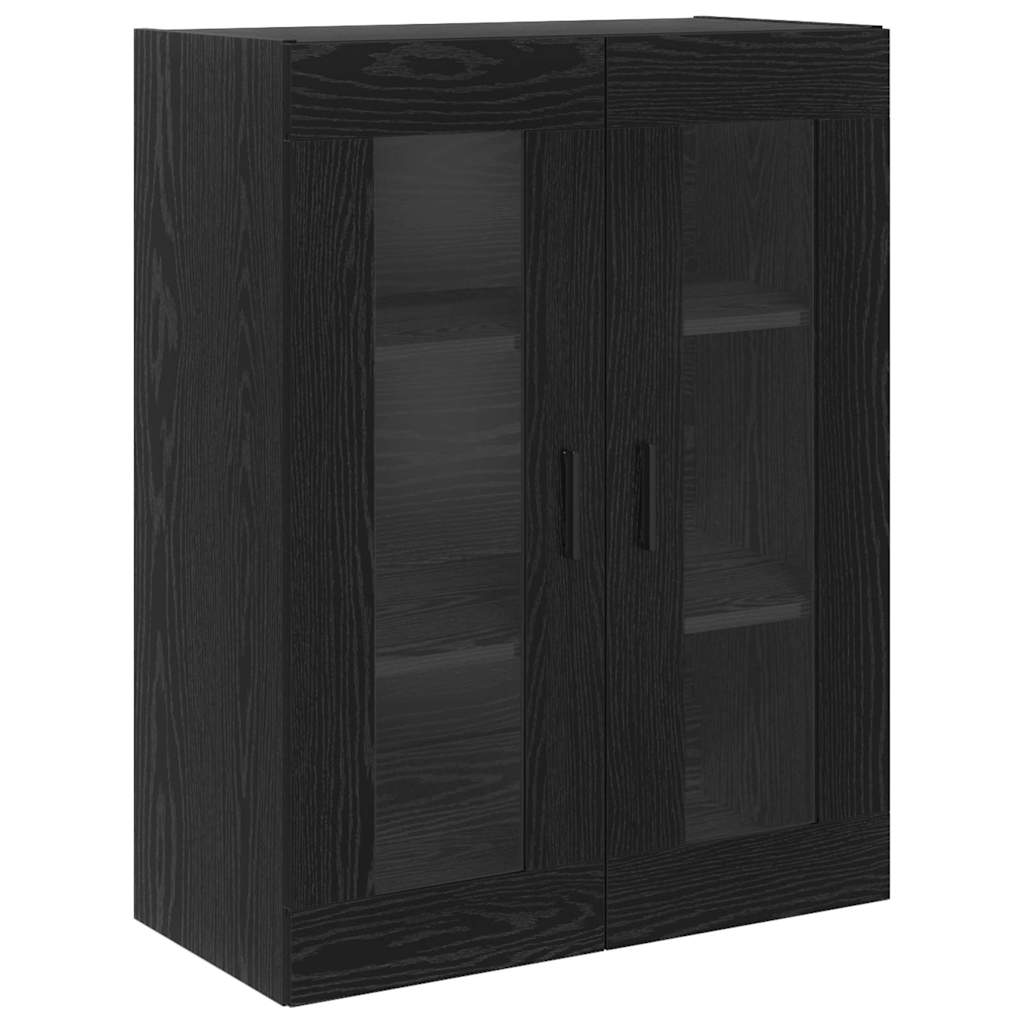 Hoge kast 2 pcs Zwart Eiken Bewerkt hout is nu te koop bij PeponiXL, paradijselijk wonen!