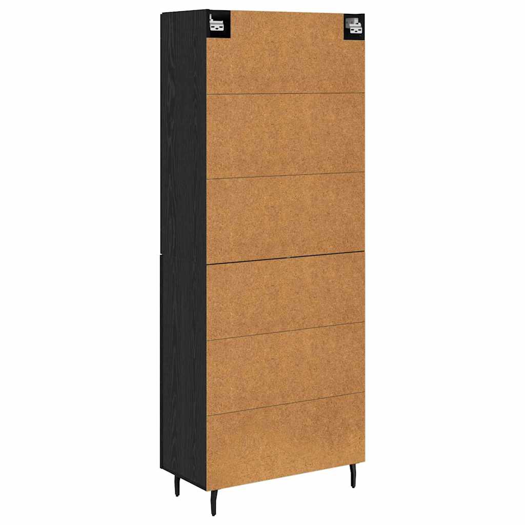 Hoge kast 2 pcs Zwart Eiken Bewerkt hout is nu te koop bij PeponiXL, paradijselijk wonen!