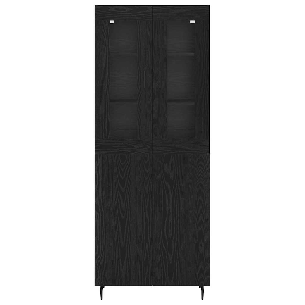 Hoge kast 2 pcs Zwart Eiken Bewerkt hout is nu te koop bij PeponiXL, paradijselijk wonen!