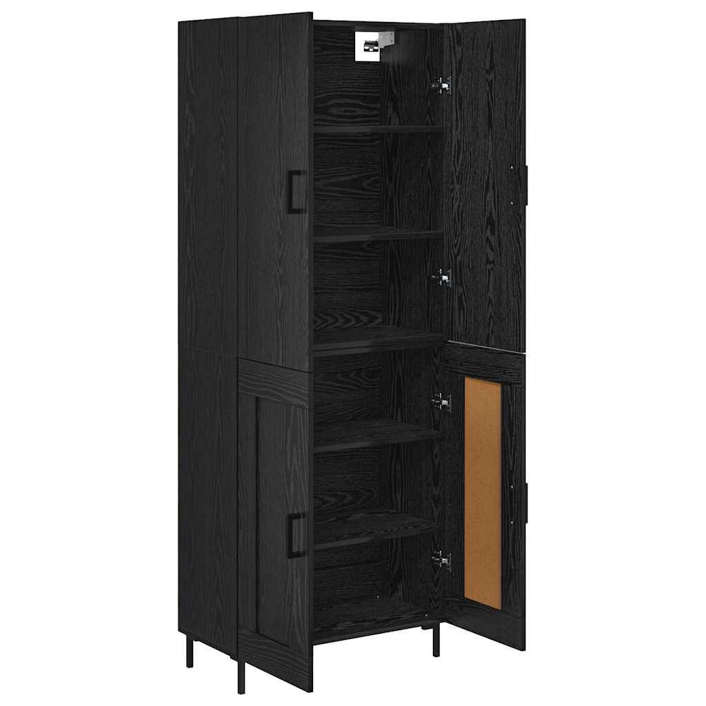 Highboard Zwart Eiken 69,5 x 34 x 180 cm Bewerkt hout is nu te koop bij PeponiXL, paradijselijk wonen!