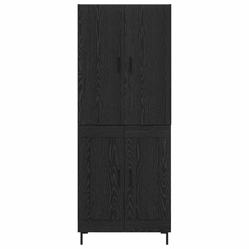 Highboard Zwart Eiken 69,5 x 34 x 180 cm Bewerkt hout is nu te koop bij PeponiXL, paradijselijk wonen!