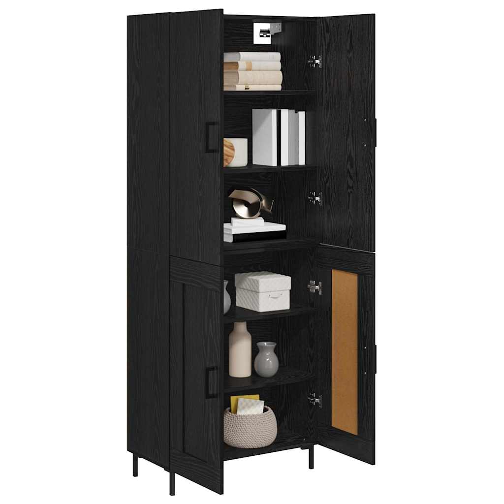 Highboard Zwart Eiken 69,5 x 34 x 180 cm Bewerkt hout is nu te koop bij PeponiXL, paradijselijk wonen!