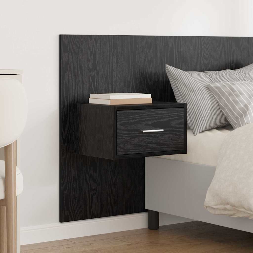 Hoofdbord Met Kast met lade 3 pcs Zwart Eiken Bewerkt hout is nu te koop bij PeponiXL, paradijselijk wonen!