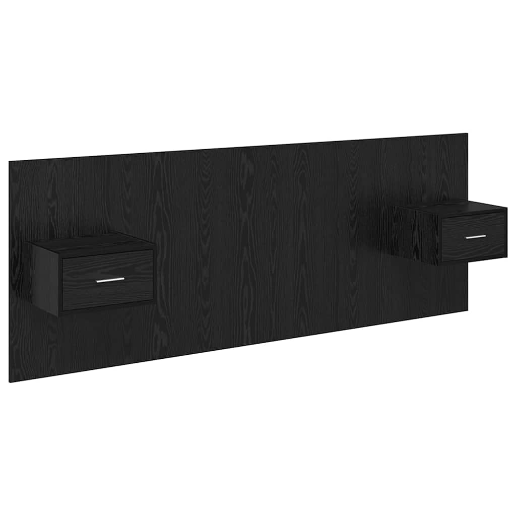 Hoofdbord Met Kast met lade 3 pcs Zwart Eiken Bewerkt hout is nu te koop bij PeponiXL, paradijselijk wonen!