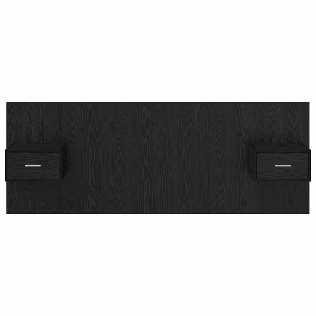 Hoofdbord Met Kast met lade 3 pcs Zwart Eiken Bewerkt hout is nu te koop bij PeponiXL, paradijselijk wonen!
