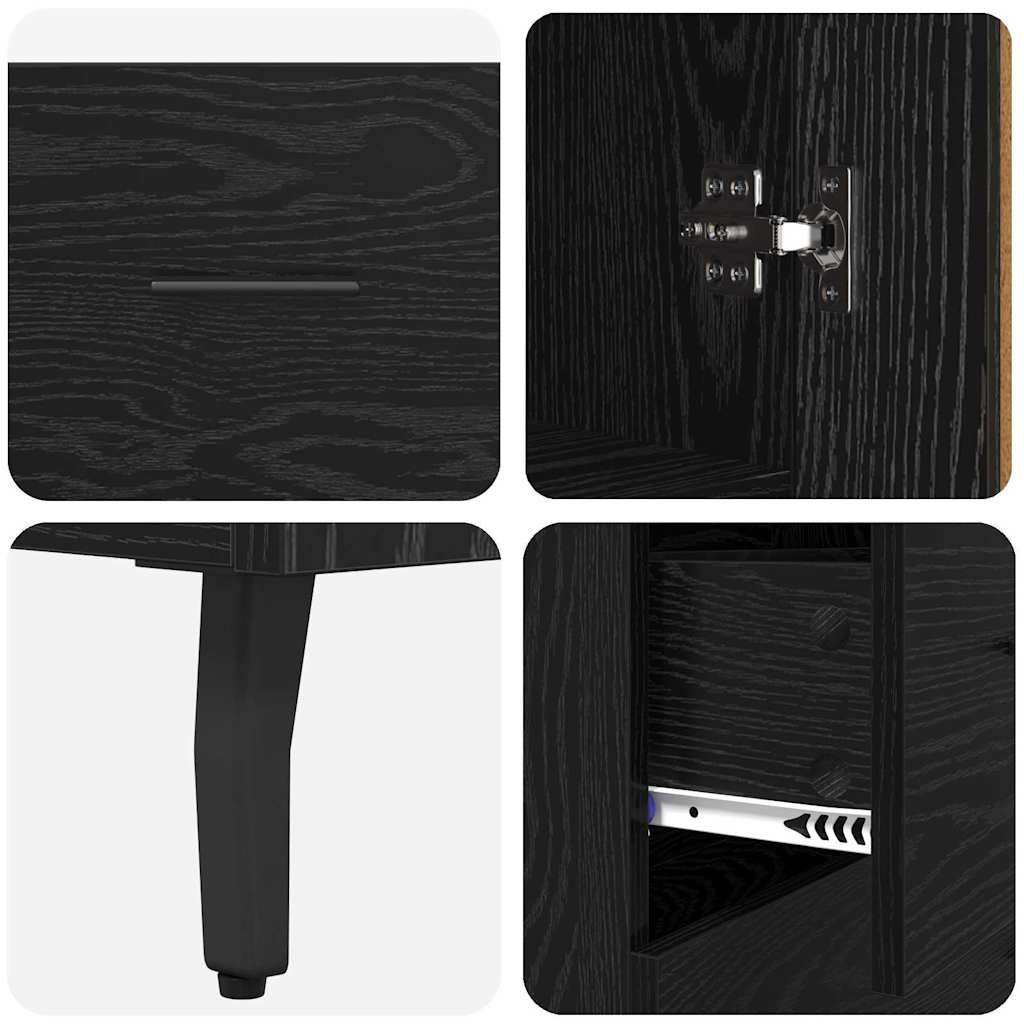 Hoge kast met lade 2 pcs Zwart eiken Geengineerd Hout en Glas is nu te koop bij PeponiXL, paradijselijk wonen!